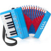 Accordion, 17 Keys Piano Accordion 8 Bass with Straps for Beginners Kids Student Educational Musical Instrument (Blue) - Light Blue