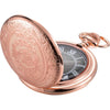 Men's Quartz Pocket Watch with Black Dial and Chain - Rose Gold