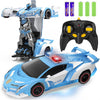 FDJ Remote Control Car - Transform Toys Car Robot, One Button Deformation to Robot with Flashing Light, 2.4Ghz 1:18 Scale Transforming Police Car Kids Toys with 360 Degree Rotating, Girls Boys Toys - Blue