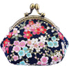 Oyachic Coin Purse,Floral Change Purse,Vintage Coin Pouch,Small Wallet with Kiss Lock Clasp for Women,Girls - Navy blue