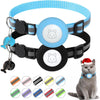 Airtag Cat Collar, Air tag Cat Collar with Bell and Safety Buckle in 3/8" Width, Reflective Collar with Waterproof Airtag Holder Compatible with Apple Airtag for Cat Dog Kitten Puppy (Black) - Black+Blue