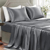 Satin Sheets King Size - 4 Pieces Luxury Silky Soft Bed Sheets, Wrinkle-Free Gold Satin Silk Sheet Set with 1 Deep Pocket Fitted Sheet, 1 Flat Sheet, 2 Pillow Cases - Dark Gray