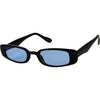 ShadyVEU Slim Classic Rectangular Sunglasses UV Protection 90’s Vintage Small Wide Retro Frame Fashion Shades - Black Frame, Blue Lens
