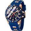 MF MINI FOCUS Men Watch, Chronograph Waterproof Sport Analog Quartz Watches Blue Silicon Strap Fashion Wristwatch for Men - A-gold Blue