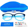 Blue Light Glasses for Kids Girls Boys with Cute Car Case, UV400 Protection, Anti Blue Ray Age3-12 - Aqua Blue