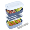 Bentgo Classic - Adult Bento Box, Stackable 3-Compartment Lunch Box with Removable Utensil Set and Sealing Strap, BPA-Free, Food Container Ideal for Meal Prep, Work, and On the Go (Blush Marble) - Slate