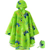 WAWSAM Lightweight Kids Rain Poncho Reusable Toddler Raincoat Waterproof Rain Jacket - Green