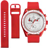 Watch Band for Omega X Swatch Moonswatch Watch Strap Speedmaster 20MM Quick Release Rubber Watch Strap Replacement - Red