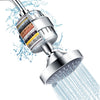 FEELSO Shower Head and 15 Stage Shower Filter Combo, High Pressure 5 Spray Settings Filtered Showerhead with Water Softener Filter Cartridge for Hard Water Remove Chlorine and Harmful Substances - Chrome