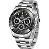 Men's Watch BENYAR Fashion Quartz Movement Wrist Watch Analog Chronograph Business Waterproof and Scratch Resistant Stainless Steel Strap Leisure Sports Watches for Men - Silver Black