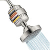 FEELSO Shower Head and 15 Stage Shower Filter Combo, High Pressure 5 Spray Settings Filtered Showerhead with Water Softener Filter Cartridge for Hard Water Remove Chlorine and Harmful Substances - Nickel Brushed