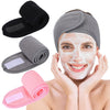 Whaline 3Pcs Spa Facial Headband Make Up Wrap Head Terry Cloth Headband Adjustable Washable Towel for Face Washing Shower Skincare Facial Treatment Sport Fits Makeup (White, Black, Gray) - Black, Pink, Gray