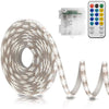 echosari Battery Powered Led Strip Lights with Remote Warm White, 8 Modes, Dimmable, Timer, Self-Adhesive, Cuttable, Waterproof, 9.8FT 90Led Strip Lights for TV Kitchen Cupboard Bedroom Decor - 150 LED Cool White