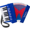 Accordion, 17 Keys Piano Accordion 8 Bass with Straps for Beginners Kids Student Educational Musical Instrument (Blue) - Blue