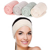 Whaline 4 Pack Spa Facial Headband Makeup Hair Wrap Adjustable Hair Band Soft Towel Head Band for Face Washing, Shower Sports Yoga (Pea Green, Pink, Beige, Light Gray) - Pea Green, Pink, Beige, Light Gray