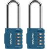 Puroma 2 Pack 2.6 Inch Long Shackle Combination Lock 4 Digit Outdoor Waterproof Padlock for Hasp Locker Lock, Sports Locker, Fence, Gate, Toolbox, Case, Hasp Storage, Cabinets (Black) - Peacock Blue