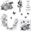 Door Bike Tree Scenery Clear Stamps for Card Making and Photo Album Decorations, Blessing Words Transparent Rubber Stamps Seal for DIY Scrapbooking - Style 4:bike Flowers