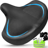 Bicycle Seat, Bike Seat for Women Men Extra Comfort Wide, Oversized Comfortable Seats Saddle for Peloton Bikes, Fit for Exercise Bikes, Electric Bikes, Mountain Bikes, Cruiser Bikes - Blue
