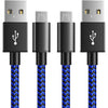 6amLifestyle PS4 Controller Charger Charging Cable, 2 Pack 10ft Extra Long Micro USB 2.0 Cable, Nylon Braided Cord, for PS4, PS4 Slim/Pro, Xbox One S/X Controller, Android Phones, Black+Blue - Blue 2Pack