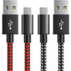 6amLifestyle PS4 Controller Charger Charging Cable, 2 Pack 10ft Extra Long Micro USB 2.0 Cable, Nylon Braided Cord, for PS4, PS4 Slim/Pro, Xbox One S/X Controller, Android Phones, Black+Blue - Black-Red