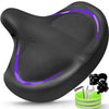 Bicycle Seat, Bike Seat for Women Men Extra Comfort Wide, Oversized Comfortable Seats Saddle for Peloton Bikes, Fit for Exercise Bikes, Electric Bikes, Mountain Bikes, Cruiser Bikes - Purple