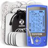 AUVON Dual Channel TENS Unit Muscle Stimulator Machine with 20 Modes, 2" and 2"x4" TENS Unit Electrode Pads - Blue