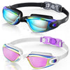Aegend Swim Goggles, 2 Pack Swimming Goggles No Leaking Adult Men Women Youth - Aqua & Purple White