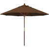 California Umbrella 9' Round Hardwood Frame Market Umbrella, Stainless Steel Hardware, Push Open, Navy Blue Olefin - Teak