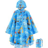 WAWSAM Lightweight Kids Rain Poncho Reusable Toddler Raincoat Waterproof Rain Jacket - Truck Blue