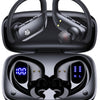 bmani Ear Buds Wireless Earbuds Bluetooth Headphones with 80H Playtime LED Display Case, Over-Ear Hook with Mic, Stereo Sound, Easy Button Controls, Sports Earphones for Running Workout Gym Black - AI Buds Pro