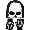 Skeleton Face Mask Knit Beanie with Eye Holes Halloween Skull Dress Up Headdress Cap Winter Warm Hat - Beanie+glove
