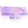 Camiysn Gaming Creamy Keyboard and Mouse, Black 104 Keys RGB and 6 Speed RGB Mouse Combo, Pudding Keycaps Silent Computer Keyboard for Computer/PC/Laptop/Mac/Windows/Office - Purple