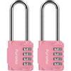 Puroma 2 Pack 2.6 Inch Long Shackle Combination Lock 4 Digit Outdoor Waterproof Padlock for Hasp Locker Lock, Sports Locker, Fence, Gate, Toolbox, Case, Hasp Storage, Cabinets (Black) - Rose Pink