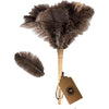 Feather Duster, Feather Dusters for Cleaning Ddzmz Fluffy Natural Genuine Ostrich Feathers with Wooden Handle Reusable Handheld Ostrich Feather Duster Cleaning Supplies, Gray and Brown(Length 16") - Brown 16"