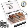 Scotte Acrylic Cigar Humidor Jar/case/Box with Humidifier and Hygrometer,humidor Can Hold About 20 Cigars Including Cigar Cutters and Cigar Punch (Clear-1) - Clear-1