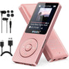 RUIZU 64GB MP3 Player with Bluetooth 5.3, Weight 0.055 lbs, Portable Music Player for Kids, Sports, FM Radio, Voice Recorder, 80 Hours Digital Audio Shuffle Playback, Support 128GB Micro SD Card, Blue - Pink