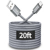 CLEEFUN Long USB C Cable 20ft, USB to USB-C Charging Cable - 20 Foot Type C Charger Cord for iPhone 16 15 Series, Samsung Galaxy Series and Other USB-C Devices - Nylon Braided - Grey