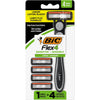 BIC Flex 4 Men's Refillable with 4 Blade Razors, Durable and Long-Lasting with Lubricating Strip, 1 Handle and 4 Cartridges, 4-Pack - Black/Green