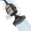 FEELSO Shower Head and 15 Stage Shower Filter Combo, High Pressure 5 Spray Settings Filtered Showerhead with Water Softener Filter Cartridge for Hard Water Remove Chlorine and Harmful Substances - Matte Black