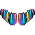 'Eco Unbreakable Holographic Stainless Steel Wine Glasses (16 oz, Set of 8) - Multi-Color Wine Tumblers Maintain Drink Temperature - Great for Entertaining & Parties - Shatterproof, Reusable Tumblers - My Store