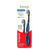 Colgate Keep Soft Manual Toothbrush for Adults with 2 Deep Clean Floss-Tip Brush Heads, Navy - Navy
