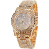 Smalody Round Luxury Women Watch Crystal Rhinestone Diamond Watches Stainless Steel Wristwatch Iced Out Watch with Japan Quartz Movement for Women | Simulated Lab Diamonds - Gold