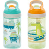 Zak Designs Minecraft Kids Water Bottle with Straw and Built in Carrying Loop Set, Made of Plastic, Leak-Proof Water Bottle Designs (Creeper/Pig, 16 oz, 2pc Set) - Surf Boards and Palm Trees