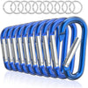 sprookber 3" Aluminum Carabiner D Ring, Caribeener Clips, Spring Snap Hook for Keychain Clip, Set of 10 - Blue