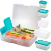 BentologyTM Clear Bento Lunch Box Set w 5 Removable Nesting Containers- Adapt Inner Compartment Portion Sizes- Meal Prep Snack Holders for Back to School, Leakproof Durable & BPA Free- Dishwasher Safe - Clear Teal