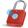 Pothunder Fingerprint Smart Padlock Lock, Biometric Metal Keyless Thumbprint Lock, Waterproof, USB Rechargeable, for Gym Locker, School Locker, Luggage, Backpack, Suitcase(Gray) - Red
