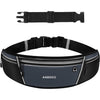 Running belt for Men Women with Extender Large Capacity Runner Waist Pack with 4 PocketsHiking Travel Camp Running Workout Belt BagReflective No Bounce Waist BagEasy Carry Large Phones black - grey
