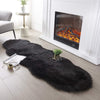 SERISSA Soft Fluffy Rug Grey Faux Sheepskin Fur Rug Shaggy Couch Cover for Bedroom Living Room Runner, 2x6 Feet - Black