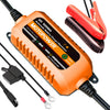 MOTOPOWER MP00205B 12V 1000mA Automatic Battery Charger, Battery Maintainer, Trickle Charger, and Battery Desulfator with Timer Protection - Grey - Orange