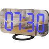 SZELAM Digital Clock Large Display, LED Electric Alarm Clocks Mirror Surface for Makeup with Diming Mode, 3 Levels Brightness, Dual USB Ports Modern Decoration for Home Bedroom Decor-White (001) - Black-blue